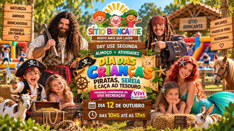 Capa do evento 12/10 - SEGUNDA ALMOÇO + ATIVIDADES 10h às 17h