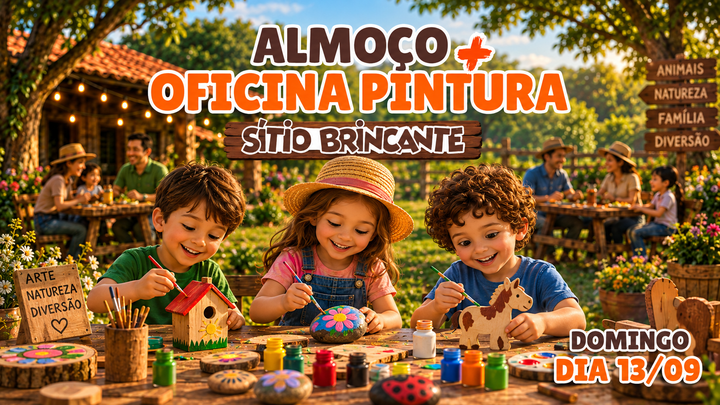 Imagem de divulgação de DOMINGO DIA 13/09 - ALMOÇO + OFICINA DE PINTURA