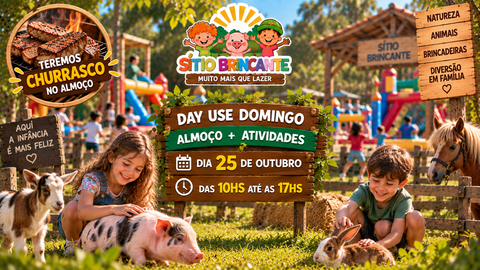 Capa do evento 25/10 - DOMINGO CHURRASCO  + ATIVIDADES 10h às 17h