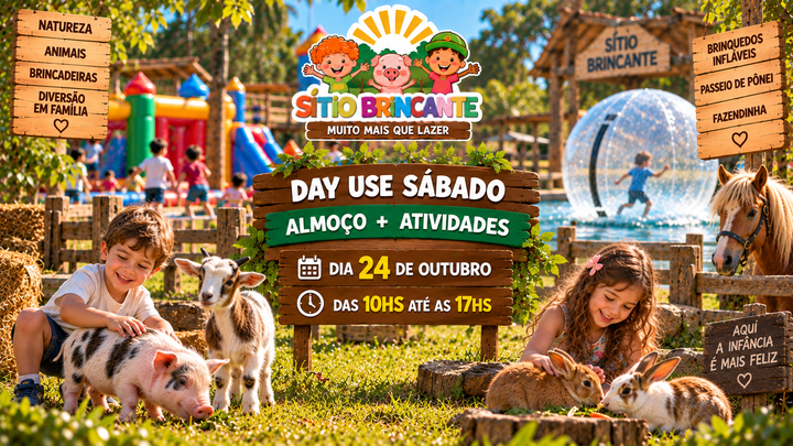 Imagem de divulgação de 24/10 - SÁBADO ALMOÇO + ATIVIDADES 10h às 17h