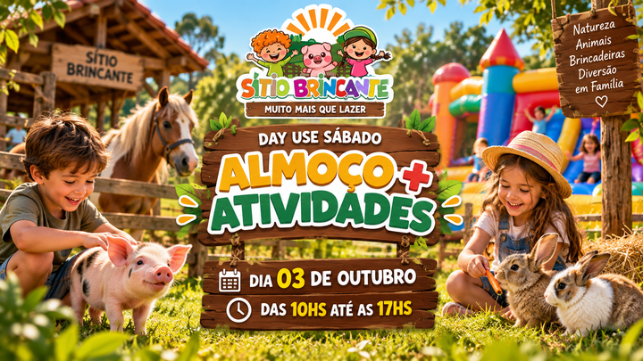 Imagem de divulgação de 03/10 - SÁBADO ALMOÇO + ATIVIDADES 10h às 17h