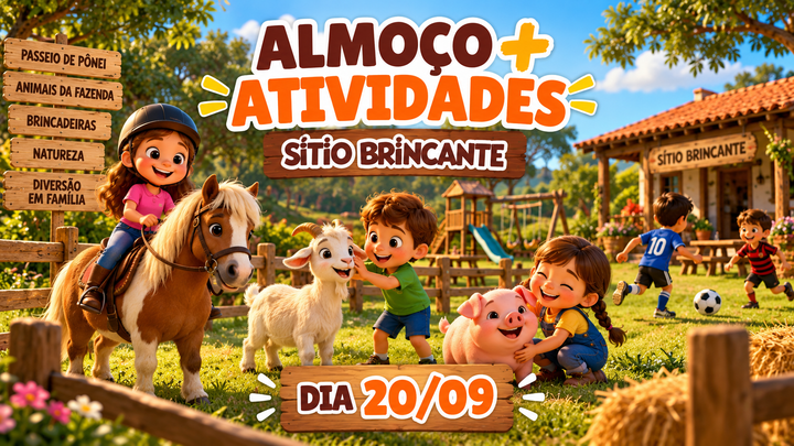 Imagem de divulgação de DOMINGO DIA 20/09 - ALMOÇO + ATIVIDADES